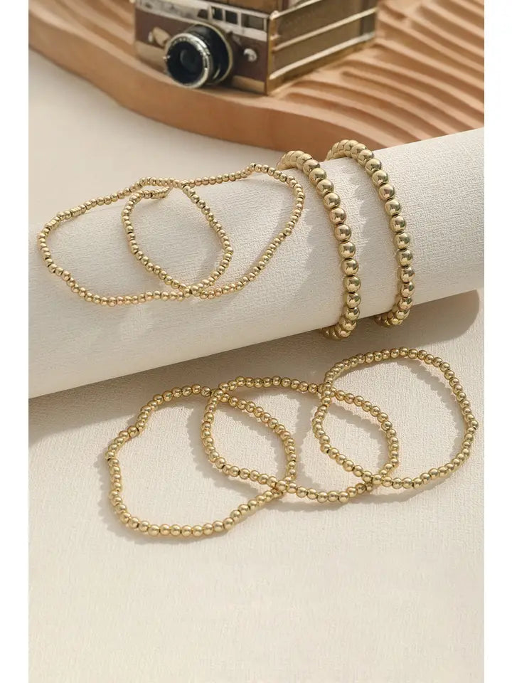 Minimalist Beaded Bracelet Set - Gold