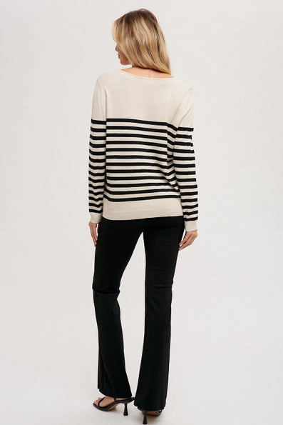 Carlee Striped Knit Sweater Top