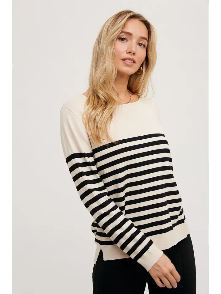 Carlee Striped Knit Sweater Top