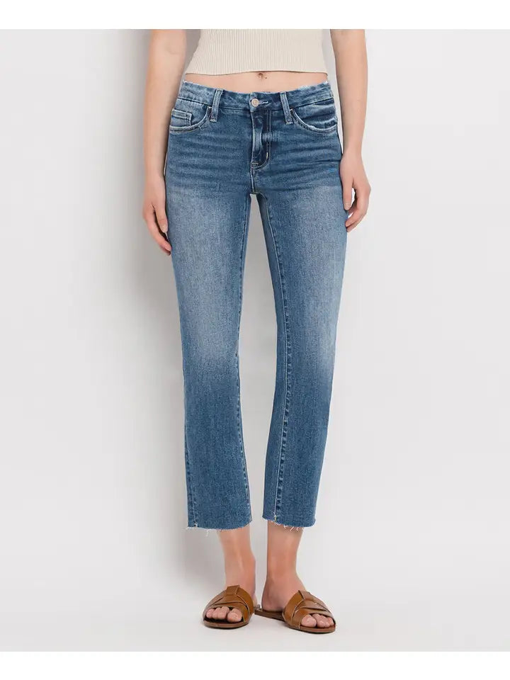 Carlene Mid Rise Slim Straight Vervet Jean - Midnight in Paris