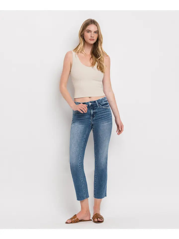 Carlene Mid Rise Slim Straight Vervet Jean - Midnight in Paris
