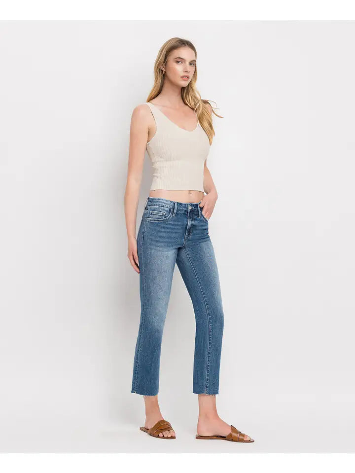 Carlene Mid Rise Slim Straight Vervet Jean - Midnight in Paris