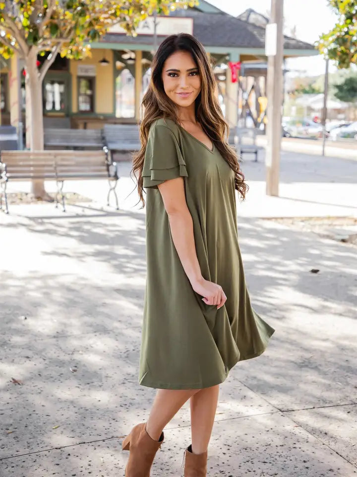 Gabriella Dress - Orange/Clay: Stylish and Comfortable Women's Dress Large / Olive Green Gabriella Dress - Orange/Clay: Stylish and Comfortable Women's Dress Large / Olive Green