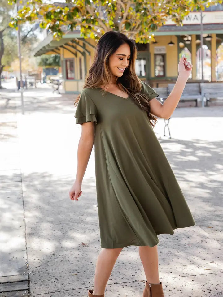 Gabi Swing Dress - Olive Green