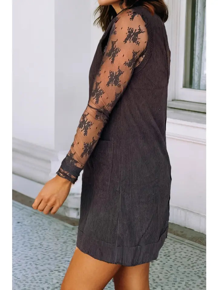 Kerry Corduroy Mini Dress - Black