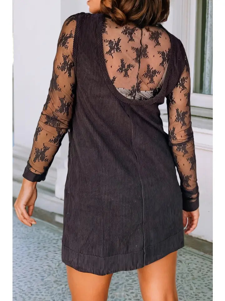 Kerry Corduroy Mini Dress - Black