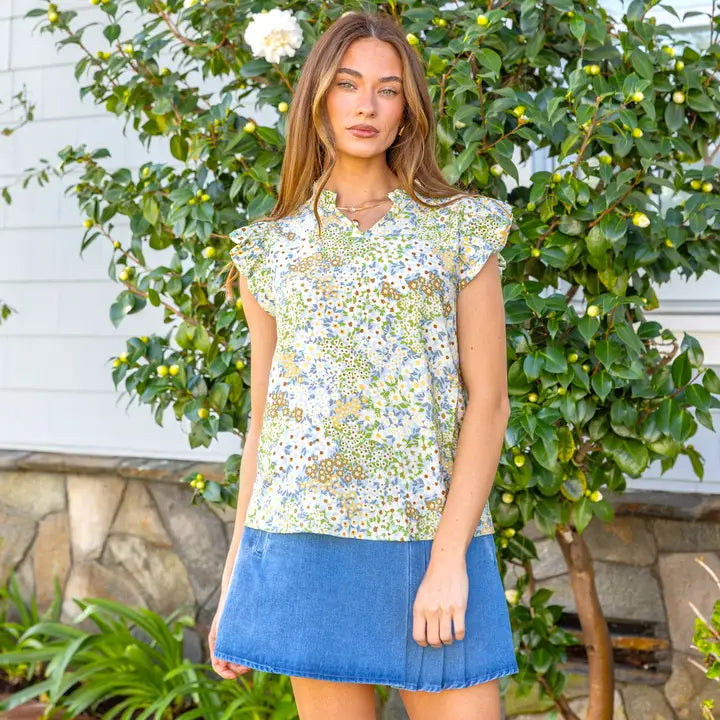 Morgan Floral Print Ruffled Top