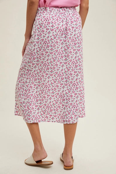Sami Floral Midi Skirt - Pink/Off White