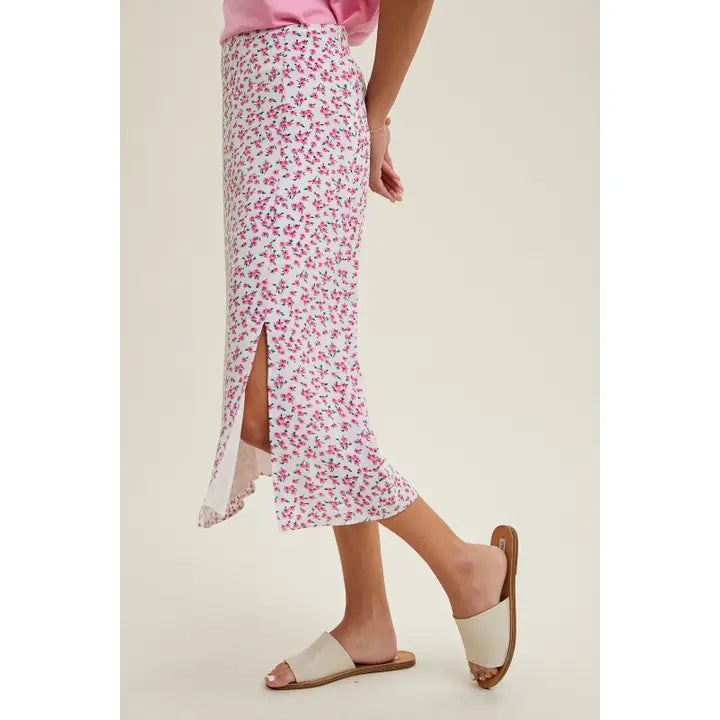 Sami Floral Midi Skirt - Pink/Off White