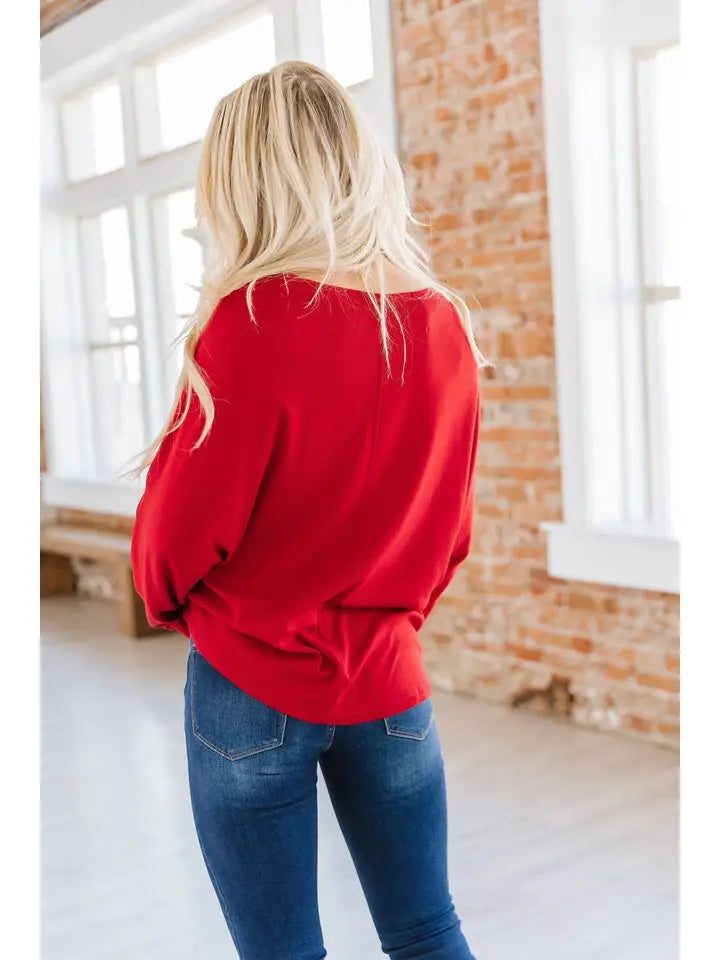 Whitney Knit Seam Tunic - Red