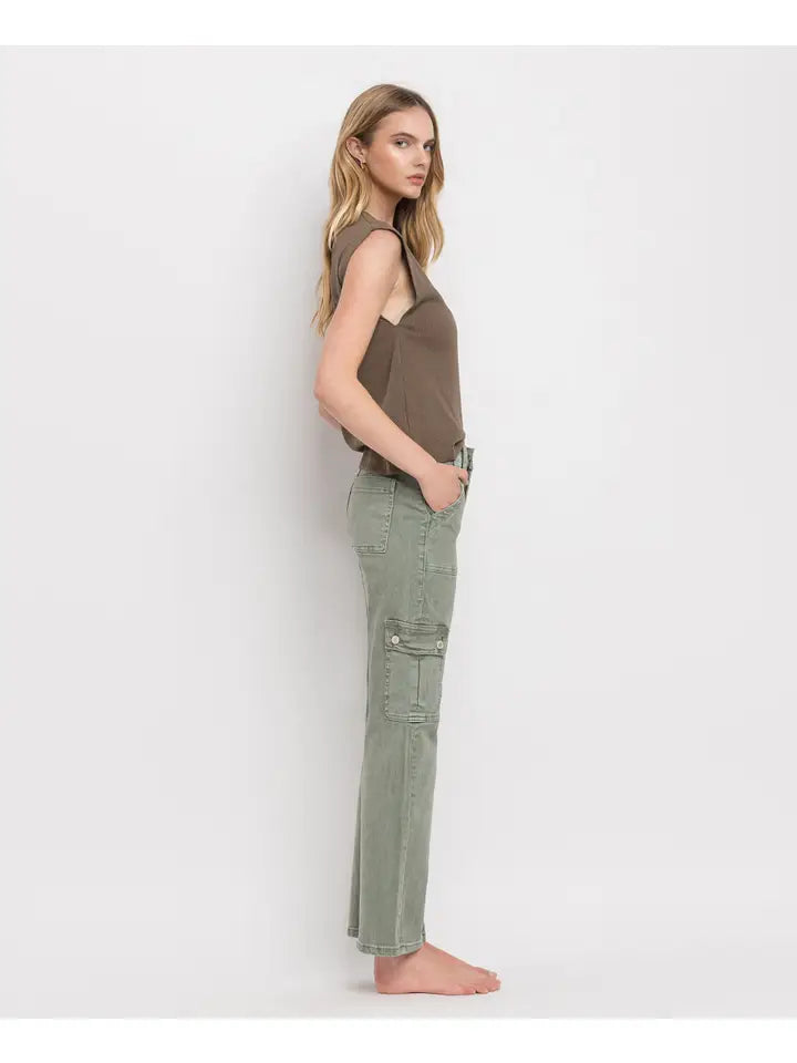 Dixie Army Green High Rise Cargo Vervet Jean