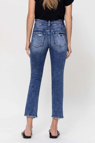 Jeanne Black Train High Rise Front Slit Vervet Jean