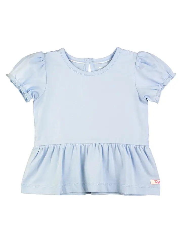 Blue Peplum Top - Girls