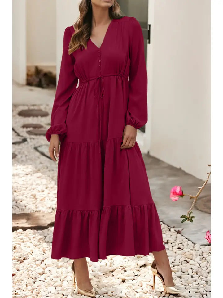 Burgundy Tiered Maxi Dress Large Burgundy Tiered Maxi Dress Large