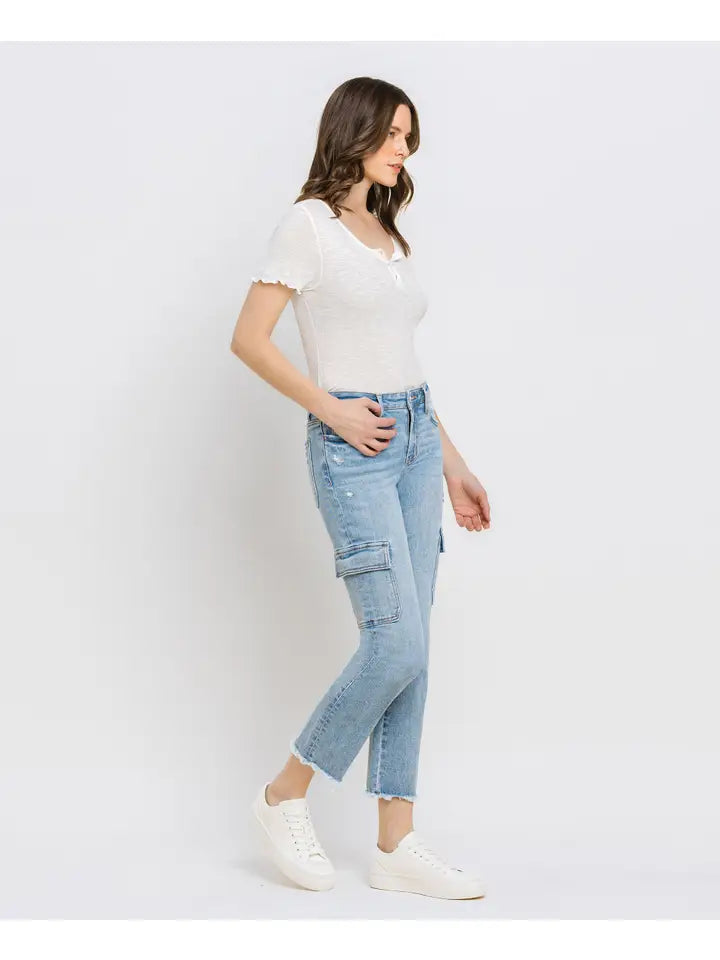 Josie Mid Rise Cargo Vervet Jeans
