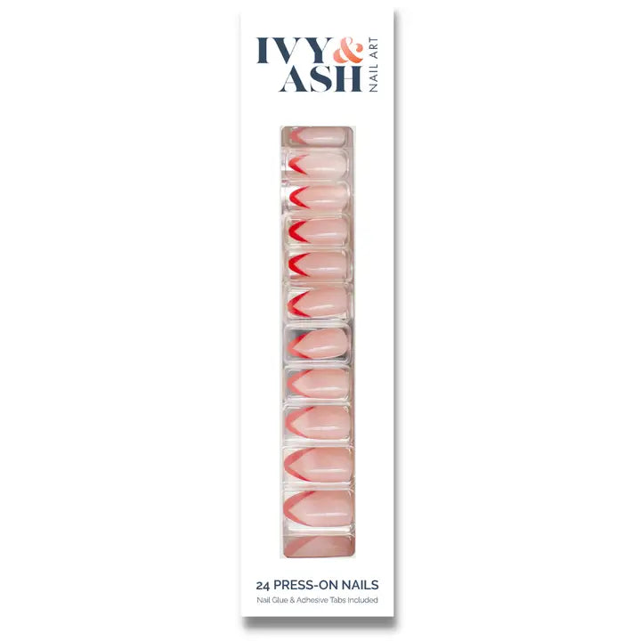 Cherry Red French Tip Press On Nails