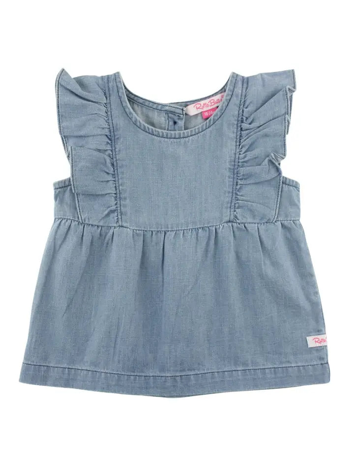 Denim Ruffle Top - Girls