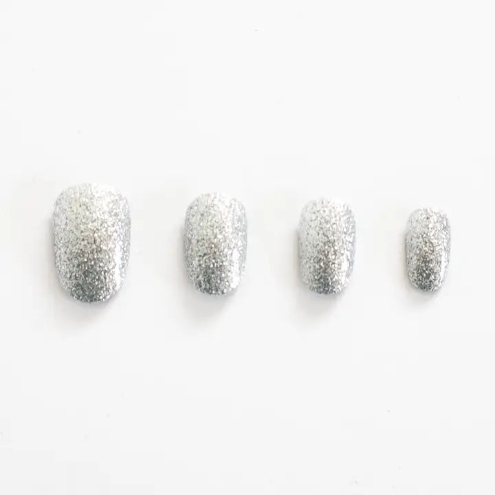 Sparkling Silver Diamond Press On Nails