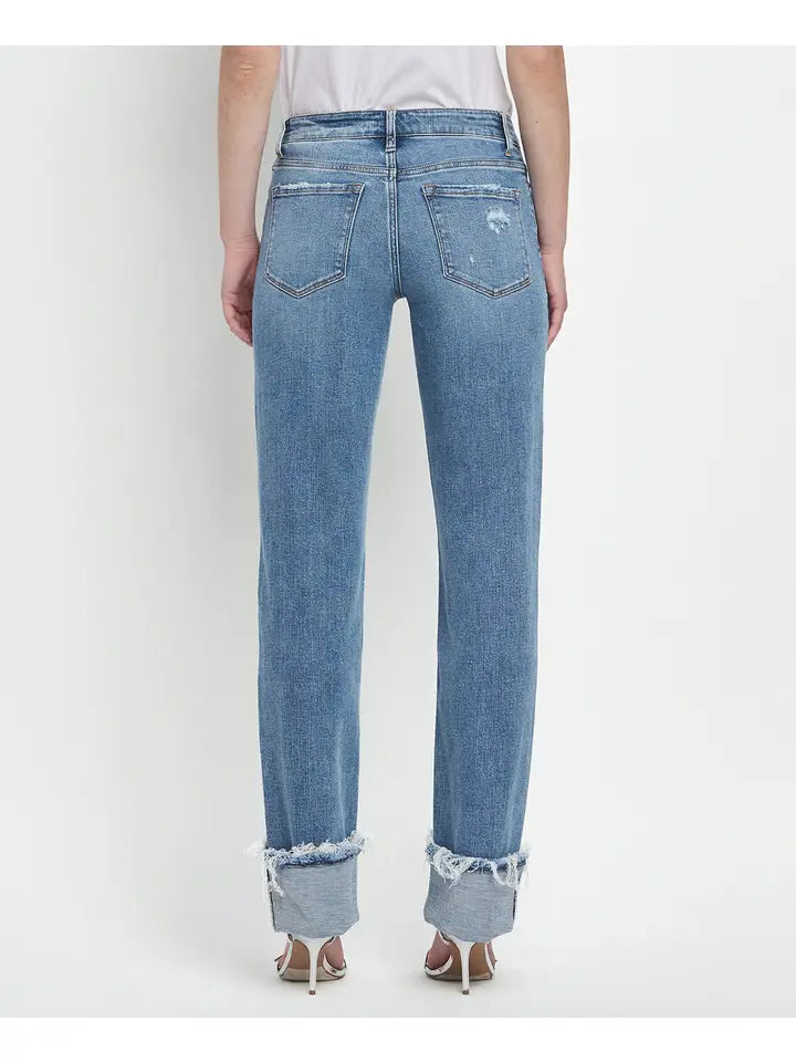 Margo Mid Rise Cuffed Straight Vervet Jean