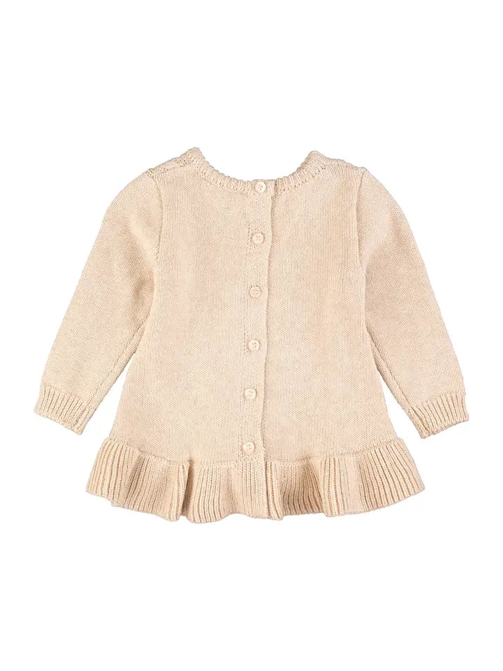 Girls Camel Cable Knit Sweater