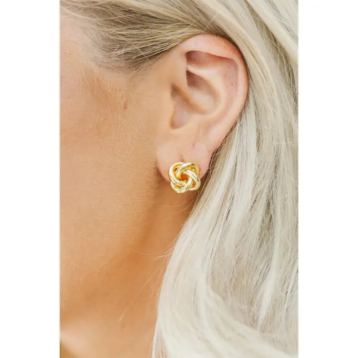 Gold Minimalist Knotted Stud Earrings
