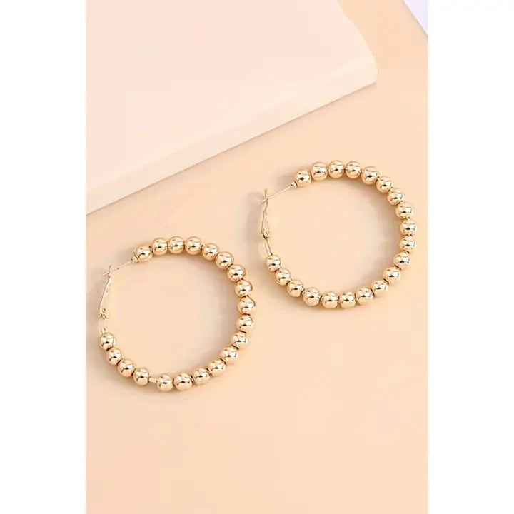Gold Plated Beads Hoop Earrings