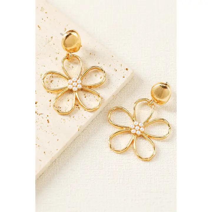 Gold Vintage Flower Earrings