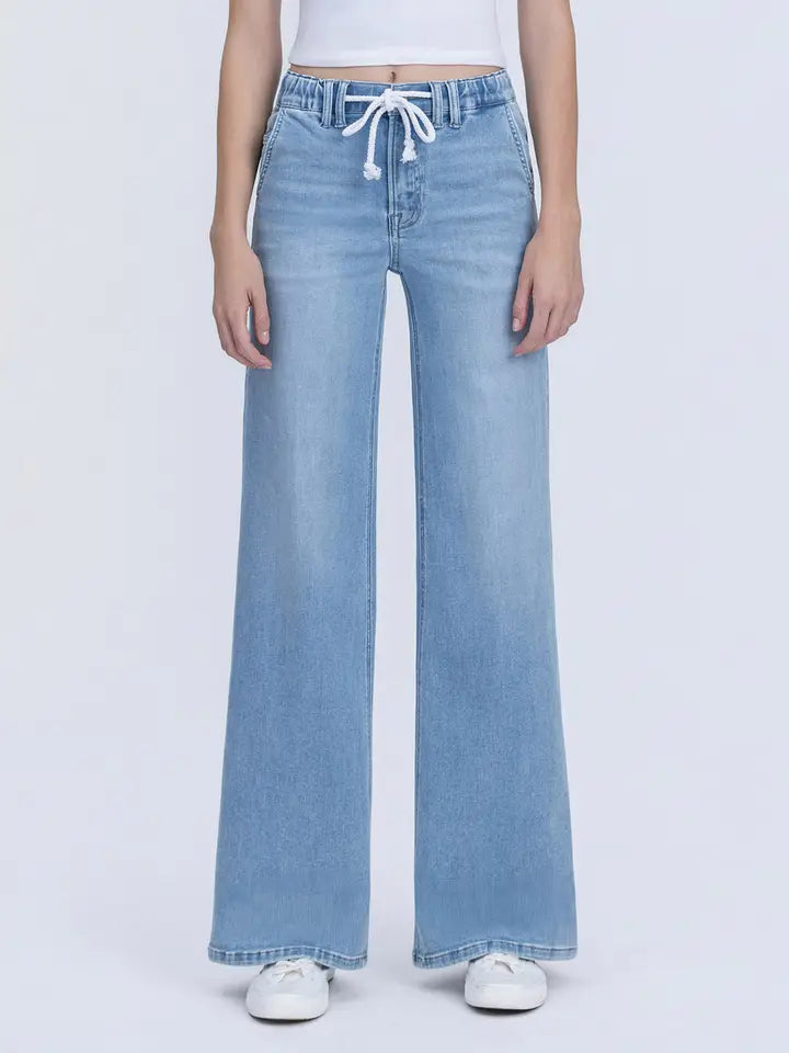Olivia Humor High Rise Elastic Waist with Drawstring Wide Leg Vervet Jean