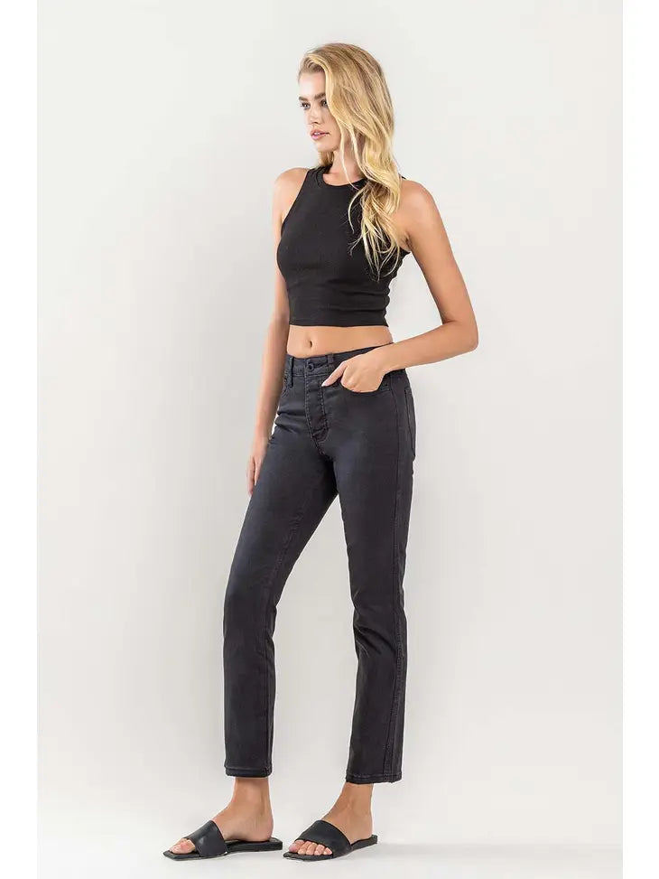 Jeanne Black Pearl Straight Vervet Jean