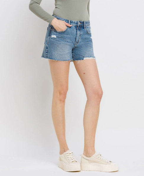 La La Land High Rise Mom Shorts - Vervet