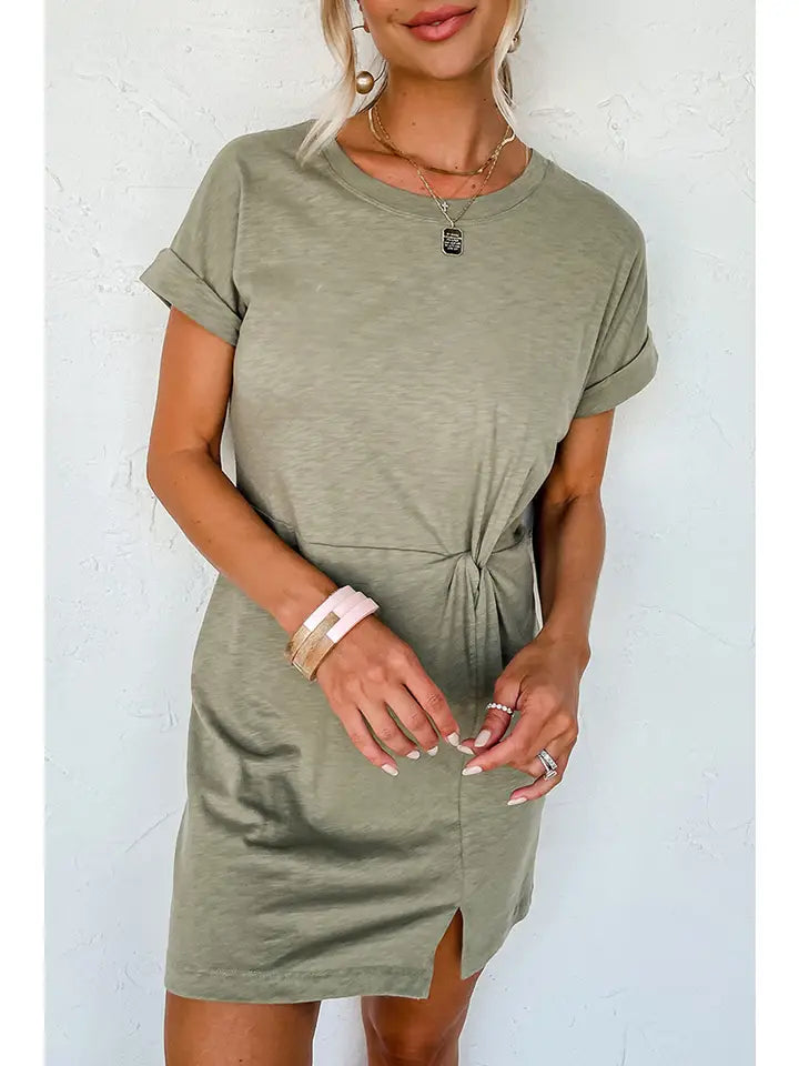 Laurel Green Twisted Tshirt Dress