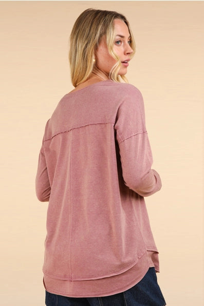 Josie Mineral Wash Comfy Knit Top