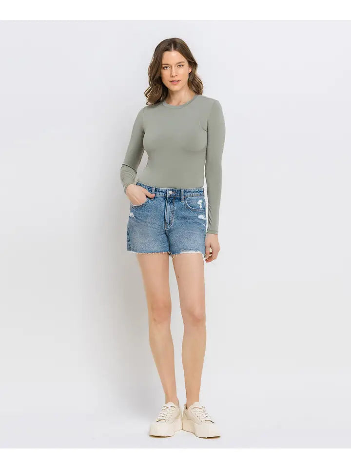 La La Land High Rise Mom Shorts - Vervet