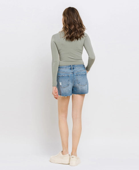 La La Land High Rise Mom Shorts - Vervet