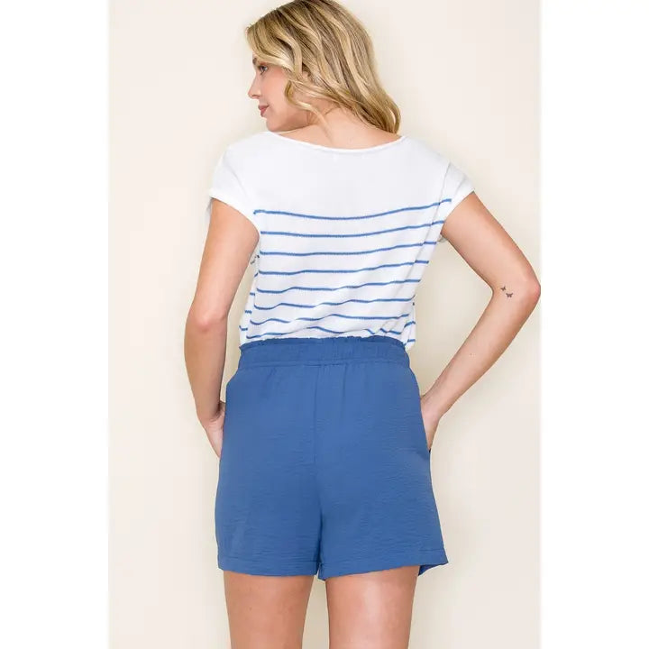 Navy Drawstring Pocket Shorts