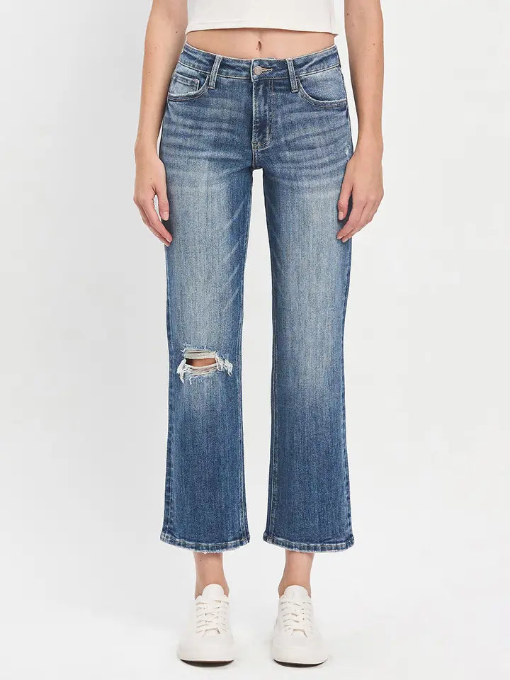 Prominent High Rise Ankle Straight Vervet Jean