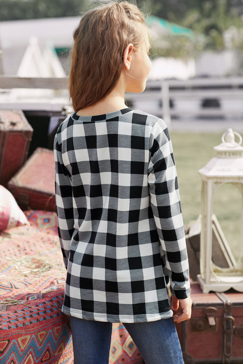 Black Buffalo Plaid Knotted Top