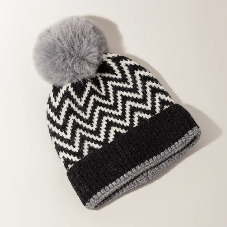 Black Zig Zag Beanie