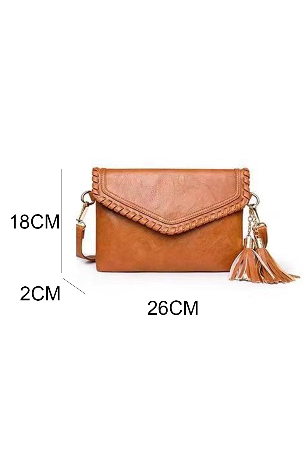 Brown Faux Leather Tassel Crossbody