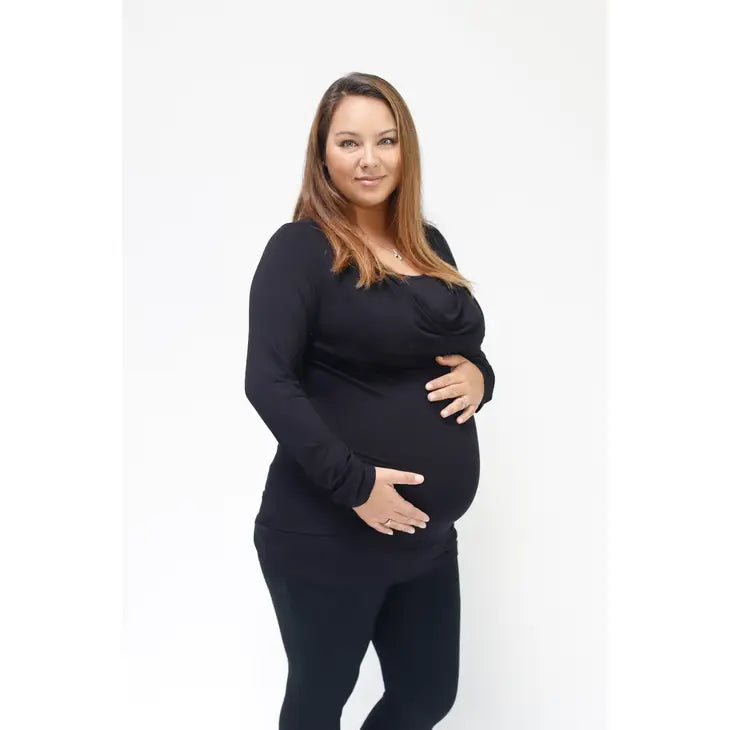Black Cowl Neck Nursing Top