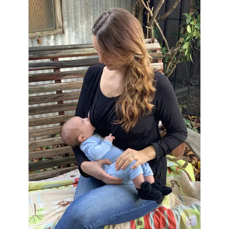 Black Cowl Neck Nursing Top