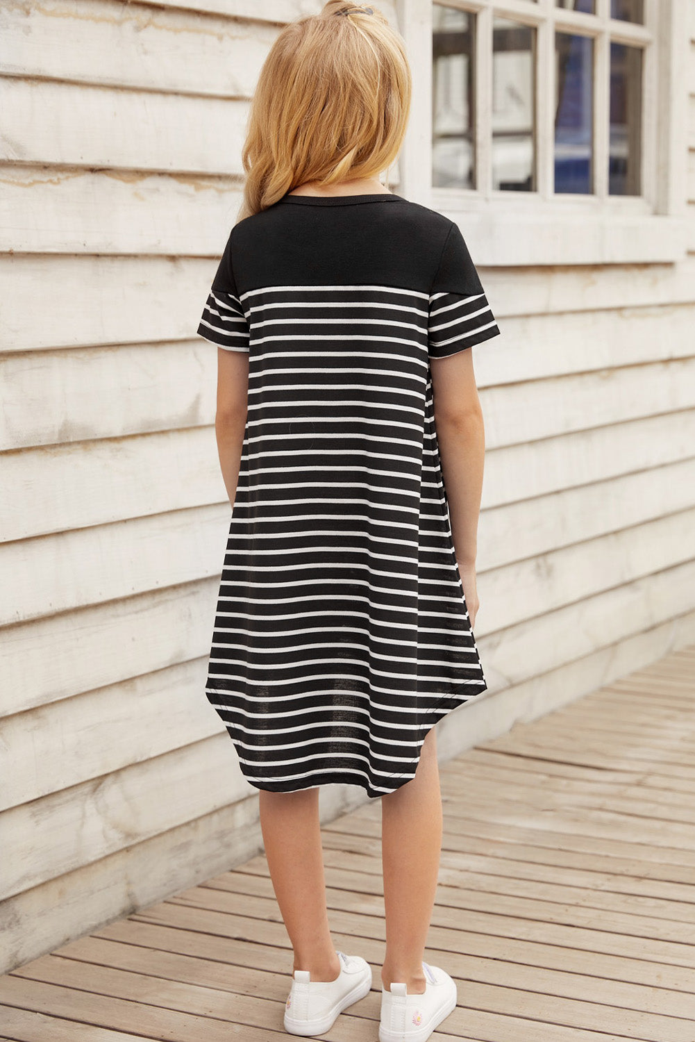 Girl Black Striped Dress