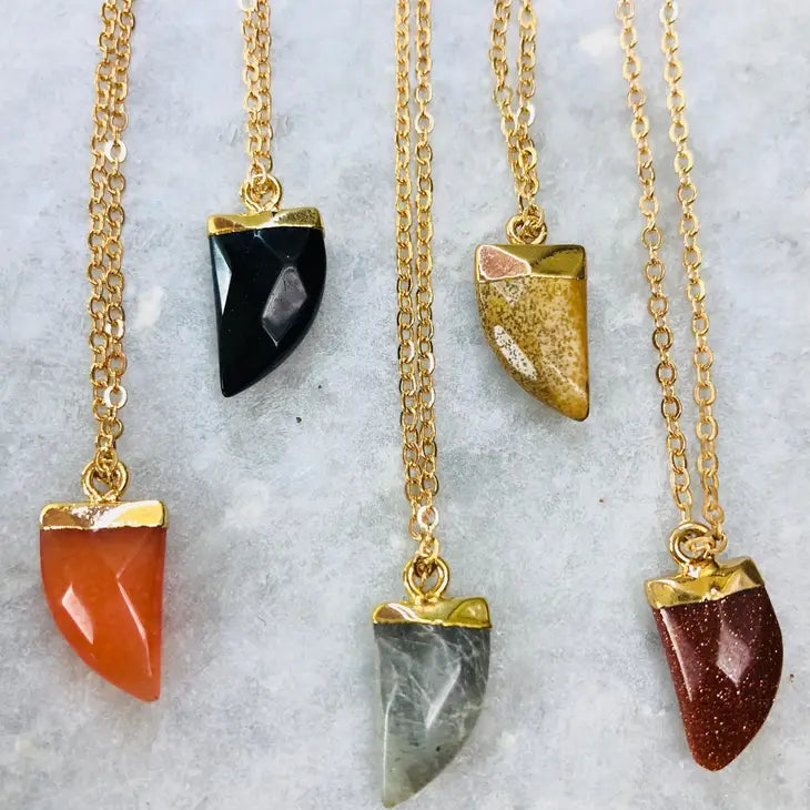 Natural Stone Tiger Tooth Necklace