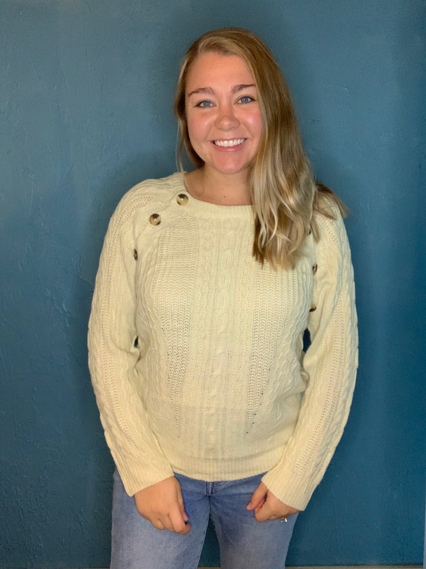 Apricot Knit Button Sweater
