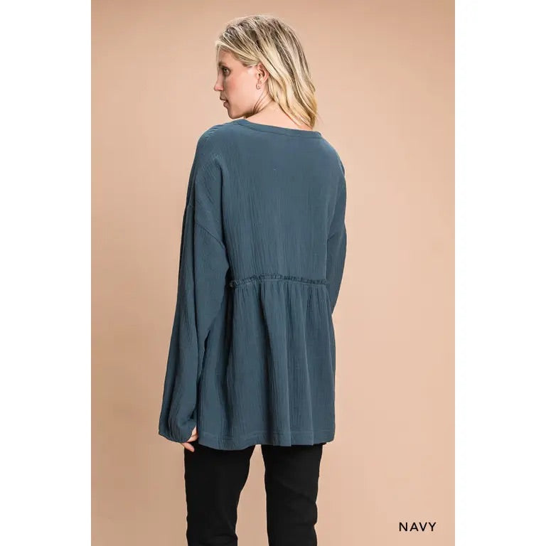 Navy babydoll top