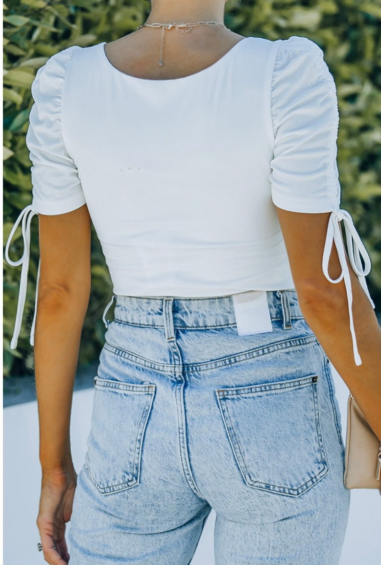 White Ruched Bodysuit