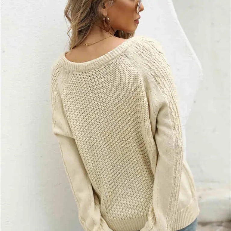 Apricot Knit Button Sweater