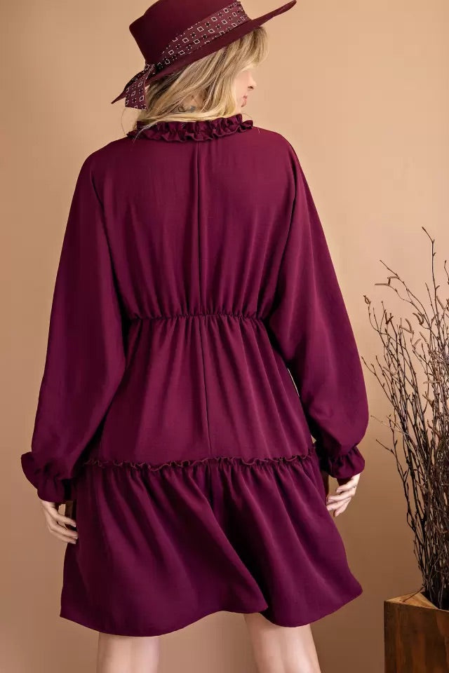 Curvy Eggplant Ruffled Dress