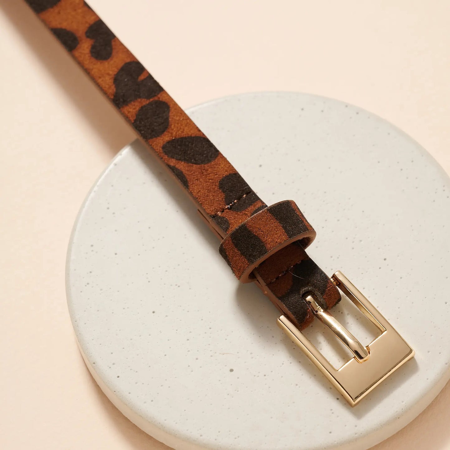 Leopard faux leather belt