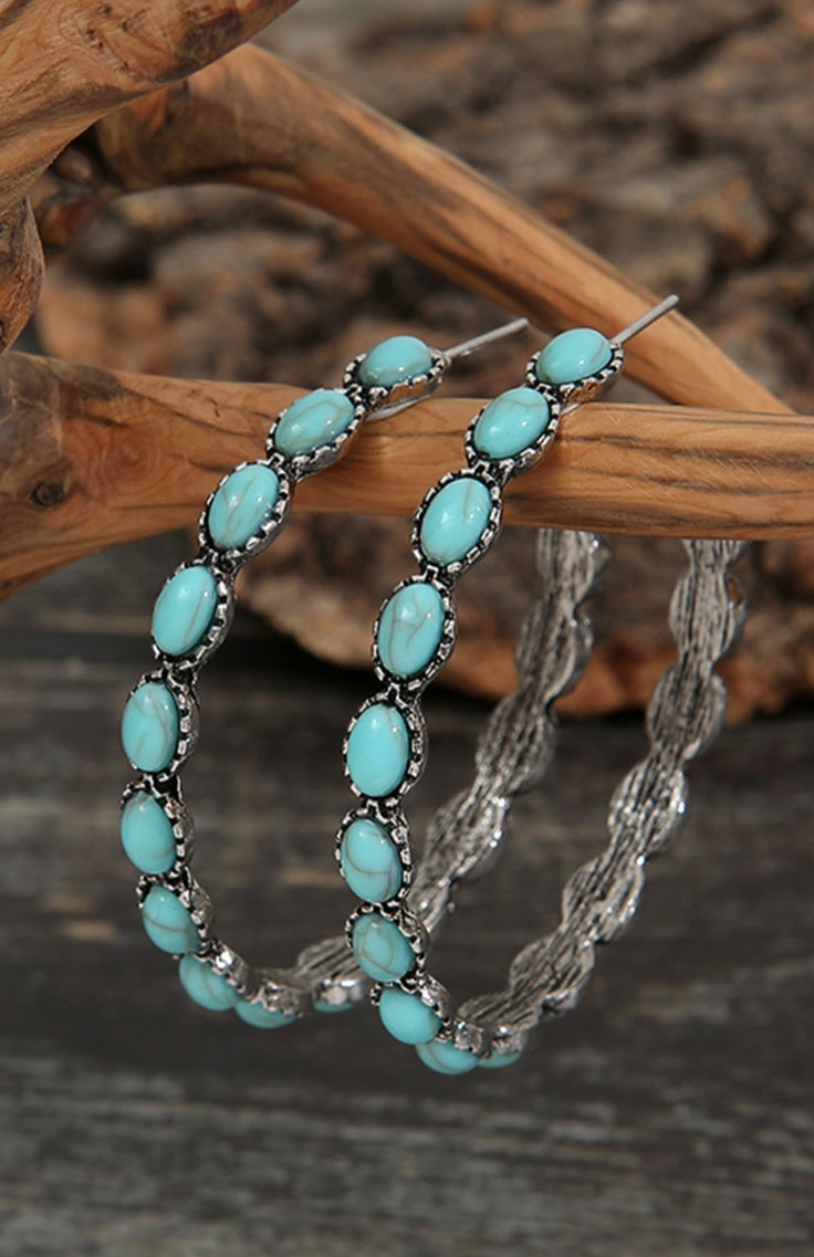 Turquoise Retro C-shape Earring